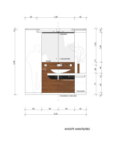 Badumbau Zeichnung Ansicht Waschplatz